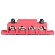 DURAFORCE Red 4 Post Busbar Bus Bar Power Distribution Block With Cover 5/16" 12V 250A