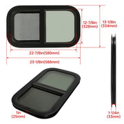 DURAFORCE 12" x 22" Vertical Slide RV Window w/Trim Ring & Mounting Kit For Cargo Trailer