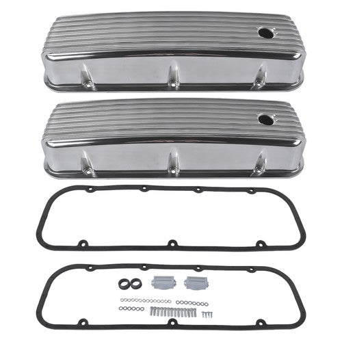 DURAFORCE 3-11/16" Tall Finned Aluminum Valve Covers Fits Chevy Big Block 396 402 427 454