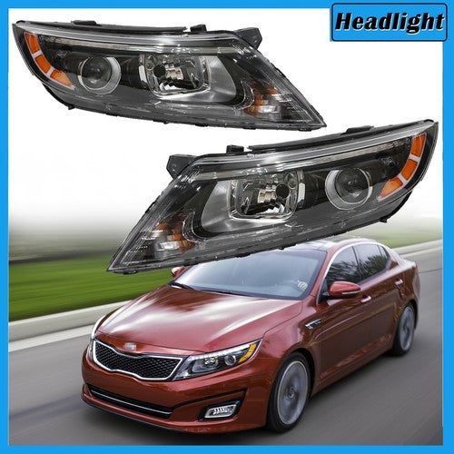 DURAFORCE Halogen Projector Headlight Pair Left Right Side for 2014-2015 Kia Optima