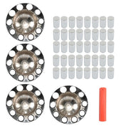 DURAFORCE Semi Truck 33mm Chrome Wheel Axle Covers w/ Hub Caps Lug Nuts