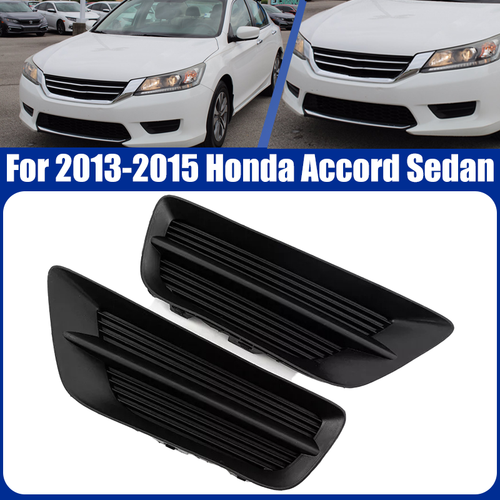 DURAFORCE Front Bumper Fog Light Black Grille Covers for 2013-2015 for Honda Accord Sedan