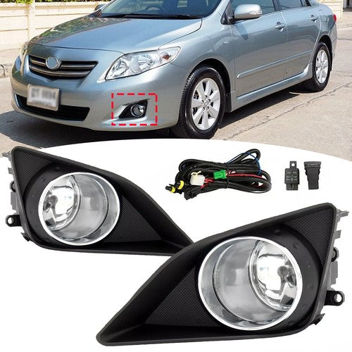 DURAFORCE Chrome Fog Lights Pair w/wiring for 2009-2010 for Toyota Corolla LE CE XLE XRS