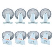 DURAFORCE 4Pcs Swivel Rubber Caster + 4 fixed wheels Total 8Pcs 5-Inch Grey Casters
