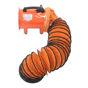 DURAFORCE Portable Blower Steel 8 Inch, 900CFM 180W Industrial Orange 16.4ft Ducting