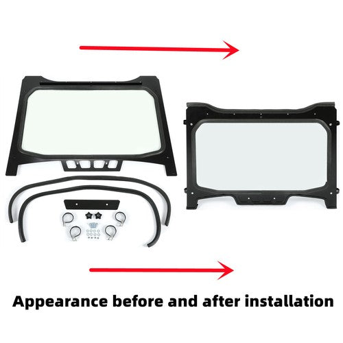 DURAFORCE Clear Full Glass Windshield For Polaris RZR XP 4 Turbo S/XP Turbo S 2018-2020