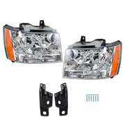 DURAFORCE Headlights Chrome New For Chevy Avalanche/Suburban/Tahoe 2007-2014 Halogen Pair