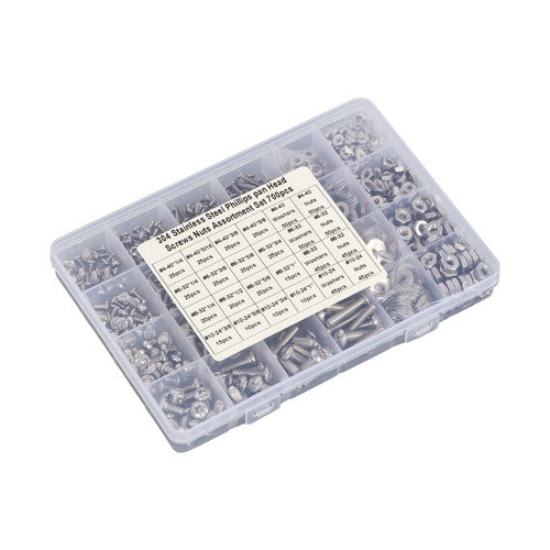 DURAFORCE 700 Pack Stainless Steel nut and bolt combination kit 4-40#6-32#8-32#10-24