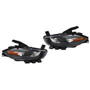 DURAFORCE Fit For Dodge Dart 2013-2016 LH+RH Headlights Replacement Halogen Black Housing