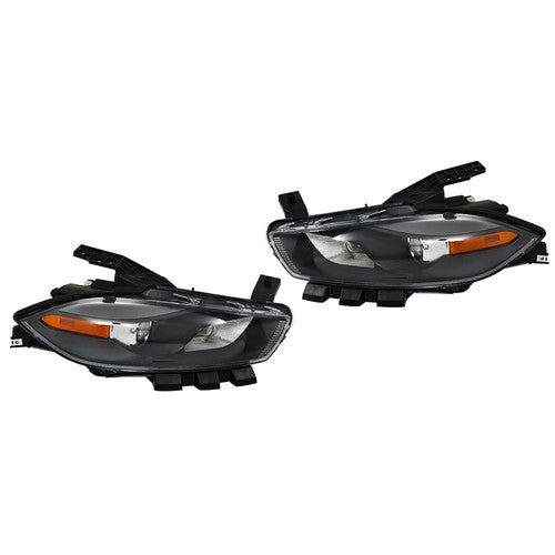 DURAFORCE Fit For Dodge Dart 2013-2016 LH+RH Headlights Replacement Halogen Black Housing