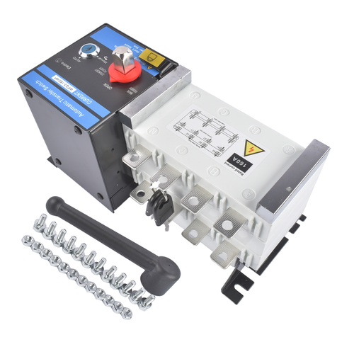 DURAFORCE Industrial Automatic Transfer Switch 4P 160A 110V or 220V Plastic Copper Steel