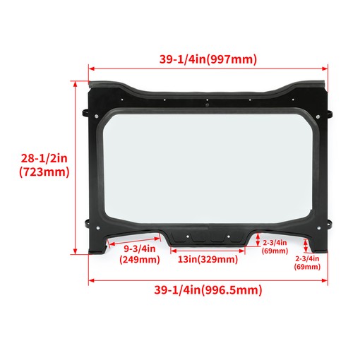 DURAFORCE Clear Full Glass Windshield For Polaris RZR XP 4 Turbo S/XP Turbo S 2018-2020