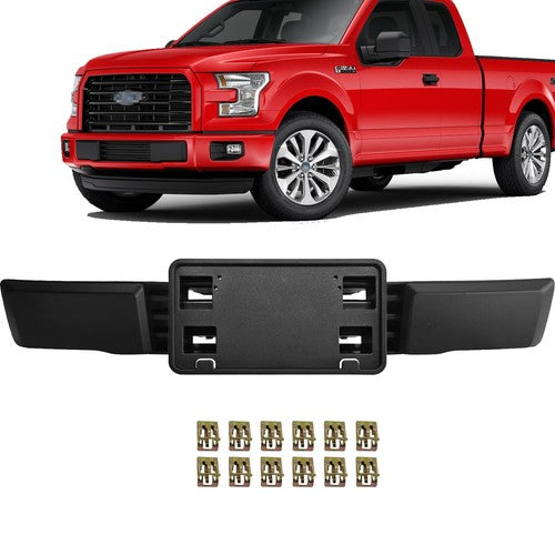 DURAFORCE Front Bumper Trim & License Plate Fit For 2015 2016 2017 Ford F-150 F150 Black