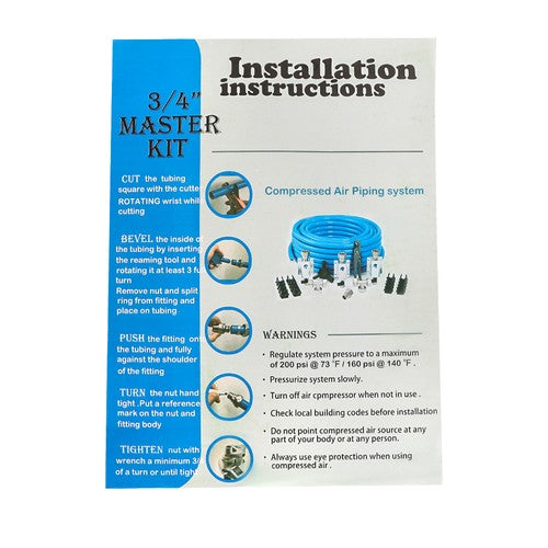 DURAFORCE 1 Set M7500 100 Feet Compressed Air Line System Piping Kit 3/4-Inch Pipe
