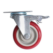 DURAFORCE 4 pcs 4-inch universal casters red (2 with brakes and 2 without brakes)