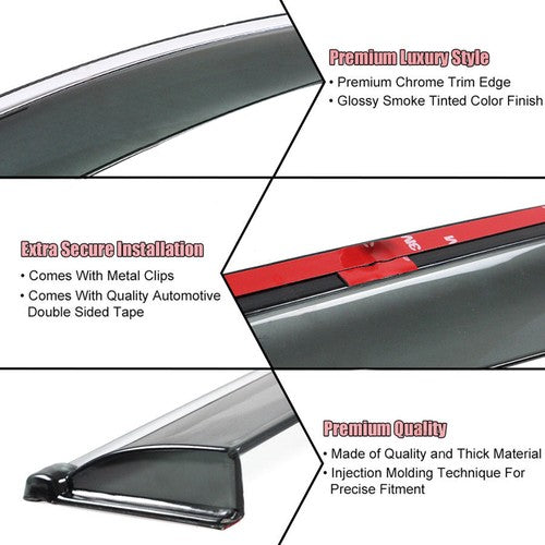 DURAFORCE NEW Window Visor Smoke Tinted Acrylic Rain Guard For Infiniti Q50 2014-2020