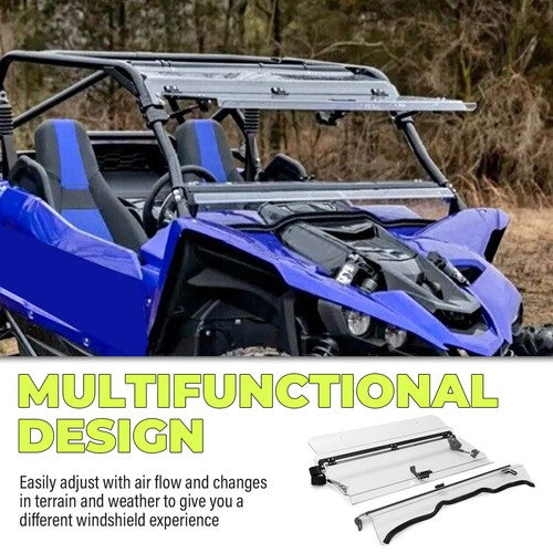 DURAFORCE Heavy Duty Scratch Resistant Flip Windshield for Yamaha YXZ (2019+)