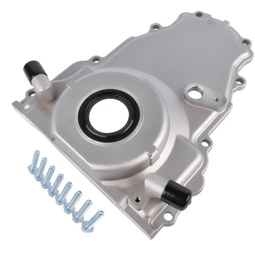 DURAFORCE Timing Cover with 10AN Twin Turbo Oil Drain Fittings for LS Gen IV GM LS 6.2L