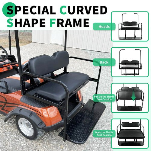 DURAFORCE For 1995-up EZGO TXT Rear Back Seat Kit with Fold Down Pad Black Cushions