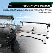 DURAFORCE 2-in-1 Folding Windshield Windscreen For Kawasaki Teryx 4 800/800/4 750 12-15