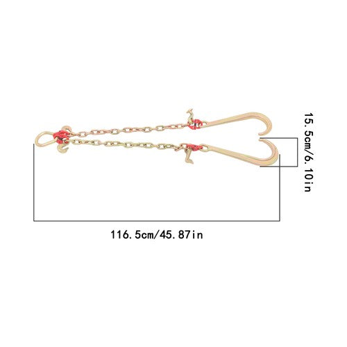 DURAFORCE T J Hook Double Limb Hook Chain 5/16in*2ft G80 Chain Fracture Strength 9260lbs