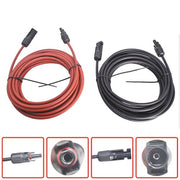 DURAFORCE Solar Panel Extension Cable Wire Connector 1 Pair 30ft Black + Red 12AWG New