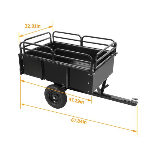 Heavy Duty Dump Cart for UTV ATV Garden Utility Trailer Yard Lawn Mower 750lb