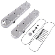 DURAFORCE GM LS Cast Aluminum Tall Silver Pair Valve Covers w/ Coil Mounts For LS1 LS2 LS3