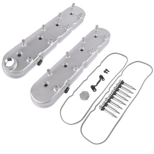 DURAFORCE GM LS Cast Aluminum Tall Silver Pair Valve Covers w/ Coil Mounts For LS1 LS2 LS3