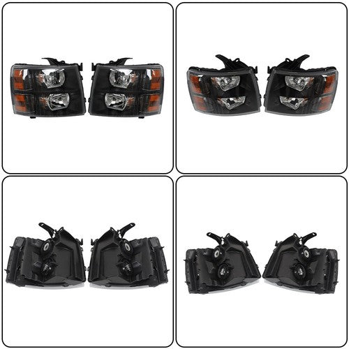DURAFORCE Headlights For Chevy Silverado 2007-2013 2014 Headlamps Halogen Left&Right Side