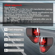 DURAFORCE Fit For Ford F-150 2009-2014 2pcs New Left+Right Red Rear Tail Brake Light Lamp