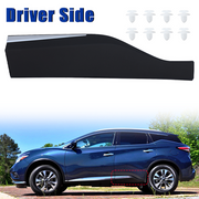 DURAFORCE Black & Chrome Rear Left Lower Door Molding Trim For 2015-2022 Nissan Murano