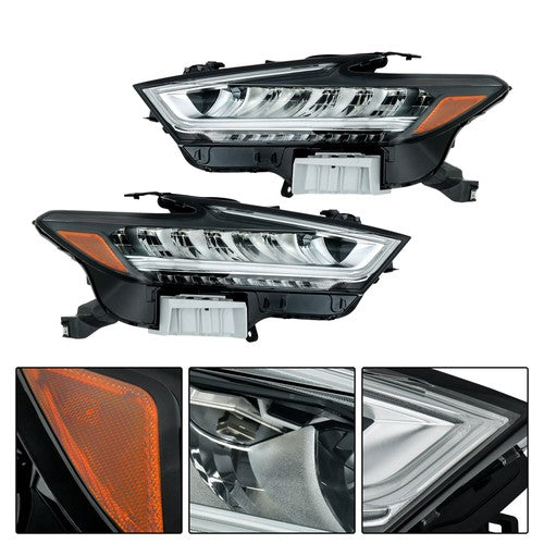 DURAFORCE Fit For Nissan Maxima 2019 2020 2021 Front LED 1 Pair Headlights Assembly Set