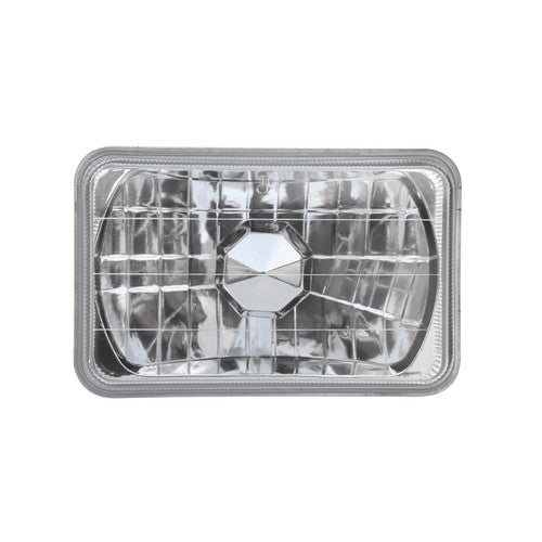 DURAFORCE 4x6" Inch Clear Glass Lens Diamond Cut Chrome Crystal Semi Sealed Beam Headlight