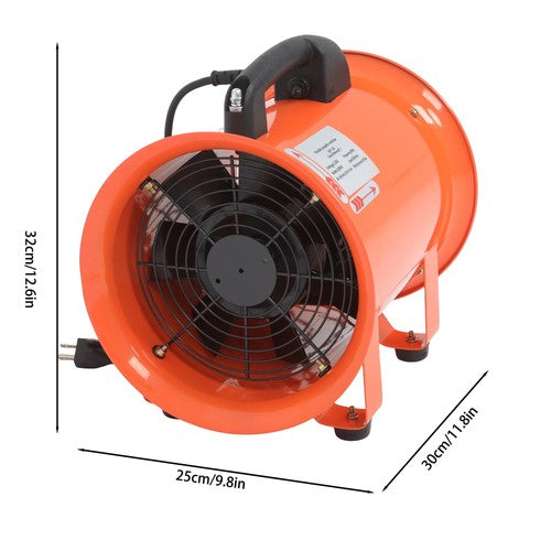 DURAFORCE Steel Portable Blower 180W 900CFM 3450RPM 8 Inch 33ft Ducting Orange