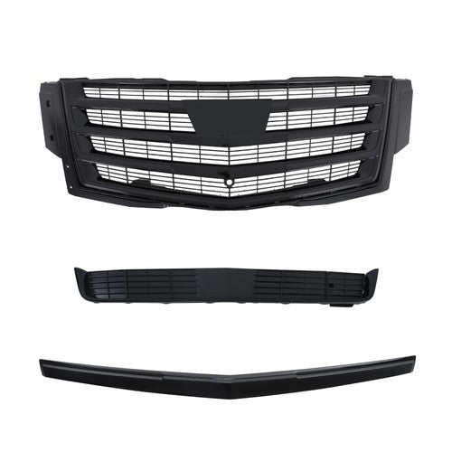 DURAFORCE Gloss Black Front Center Mesh Grille Fit For Cadillac Escalade 2015-2020 3Pcs