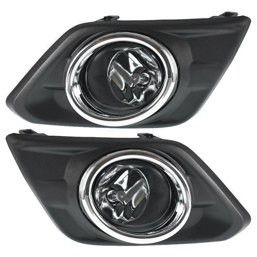 DURAFORCE Pair For 2014 2015 2016 Nissan Rogue Clear Fog Lights Lamp w/Bulb +Switch +Bezel