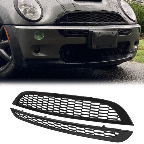 DURAFORCE Honeycomb Mesh Front Grille Upper Lower For 2002 06 Mini Cooper S R50 R52 R53