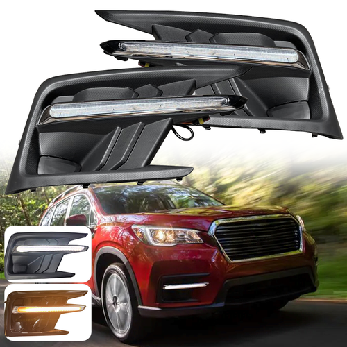 DURAFORCE Fog Light Covers W/LED White DRL Yellow Turn Signal for 19-22 Subaru Ascent