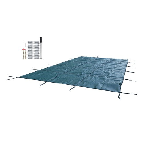 DURAFORCE Safety Pool Cover Fits 14FTx26FT Inground Swimming Pools For Backyard Yard Green