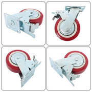 DURAFORCE 4 Pack 6' x 2' Heavy Duty Caster Wheel Swivel Plate PU With Brake Wheels