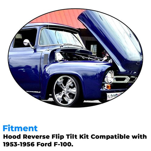 Hood Flip Tilt Combo Kit Stainless Steel Rubber For Ford F100 F 100 1953-1956