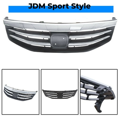 Radiator Bumper Grille Front Upper Grill for 2011 2012 Honda Accord Chrome