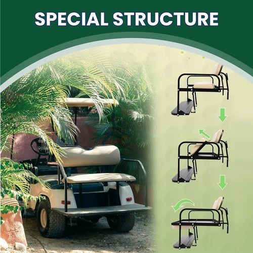 DURAFORCE Rear Flip Back Seat Kit For Pre-1994 EZGO Marathon Golf Cart Fold Down - Tan