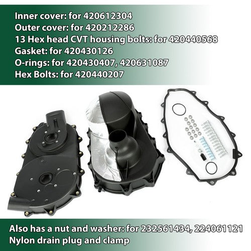 DURAFORCE For Can Am Maverick 1000R Drive Clutch Belt Cover CVT Kit Belt Box Set 2014-2020