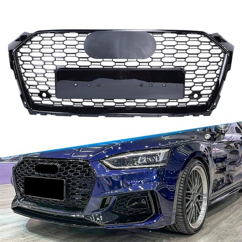 DURAFORCE Gloss Black Front Bumper Grille Honeycomb Grill for Audi A5 B9 S5 F5 2017-2019