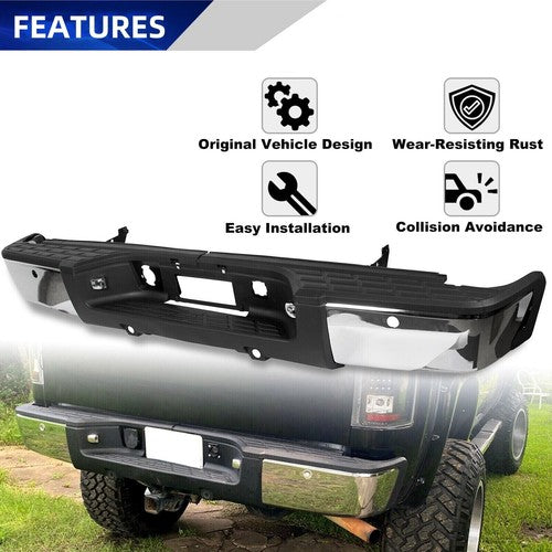 Chrome Rear Bumper For 2007-2013 Chevy Silverado GMC Sierra 1500 Sensor Hole