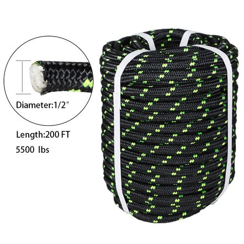 DURAFORCE 1/2"x200' Double Braid Polyester Rope Sling 5500Lbs BREAKING STRENGTH Heavy Duty