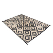 DURAFORCE Waterproof Outdoor Rug Outdoor Plastic Straw Rug 6' x 9' Black & Beige Carpet