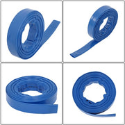DURAFORCE Discharge Hose 1-1/4" x 50FT PVC，Fabric Lay Flat Hose With 2 Clamps，Blue